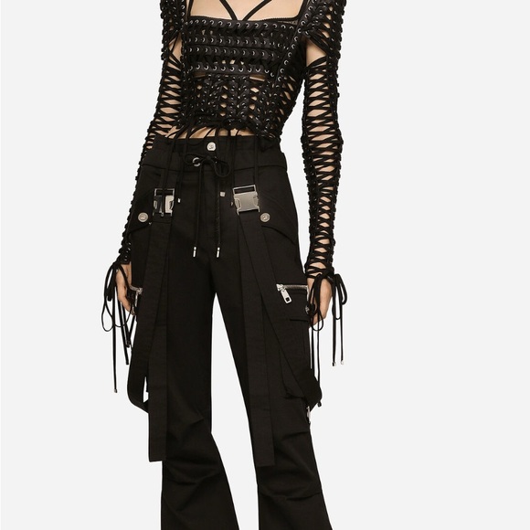 Dolce & Gabbana Black Lace-Up Blouse - Picture 2 of 4